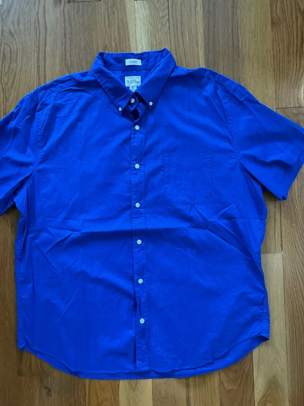 J.Crew Blue Short Sleeve Button Down XL Classic Fit Lightweight Summer Shirt